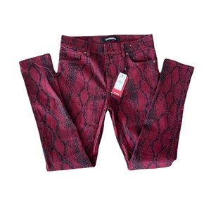 Express Snake Print Maroon Skinny Jeggings